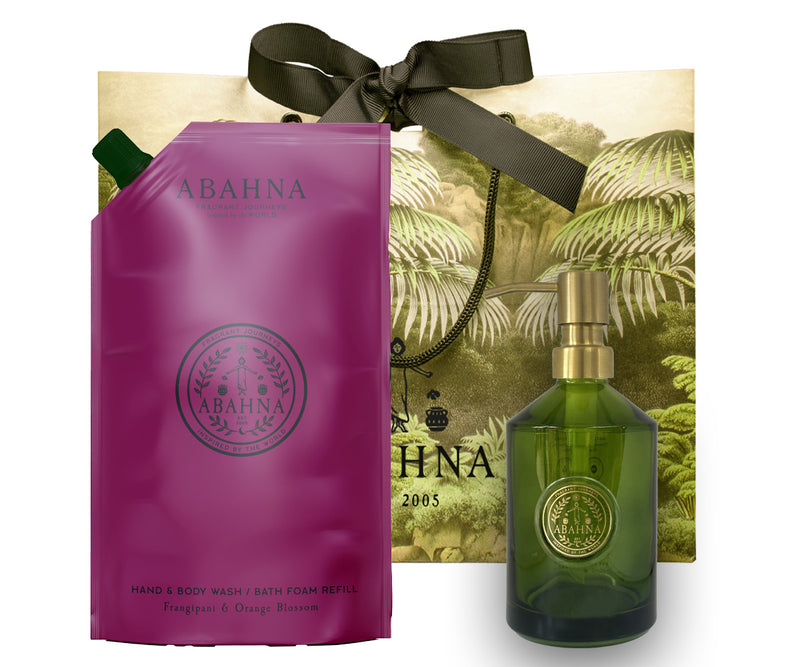Glass Hand Wash Bottle Refill set - Frangipani & Orange Blossom