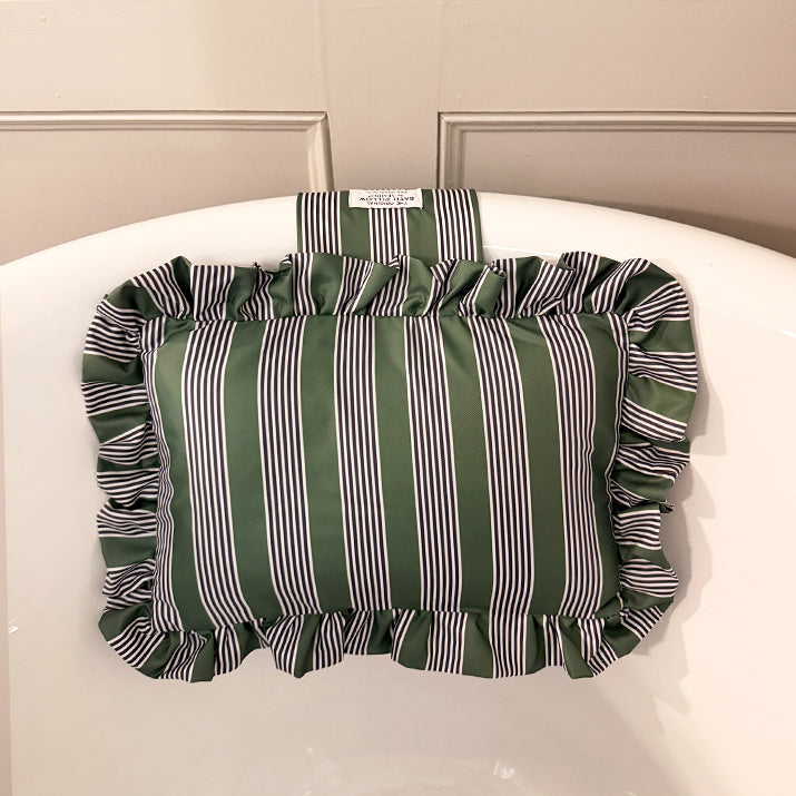 The Original Free Standing Bath Pillow by Abahna® Heritage Stripe (Green)