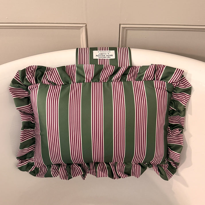 The Original Free Standing Bath Pillow by Abahna® Heritage Stripe (Pink)