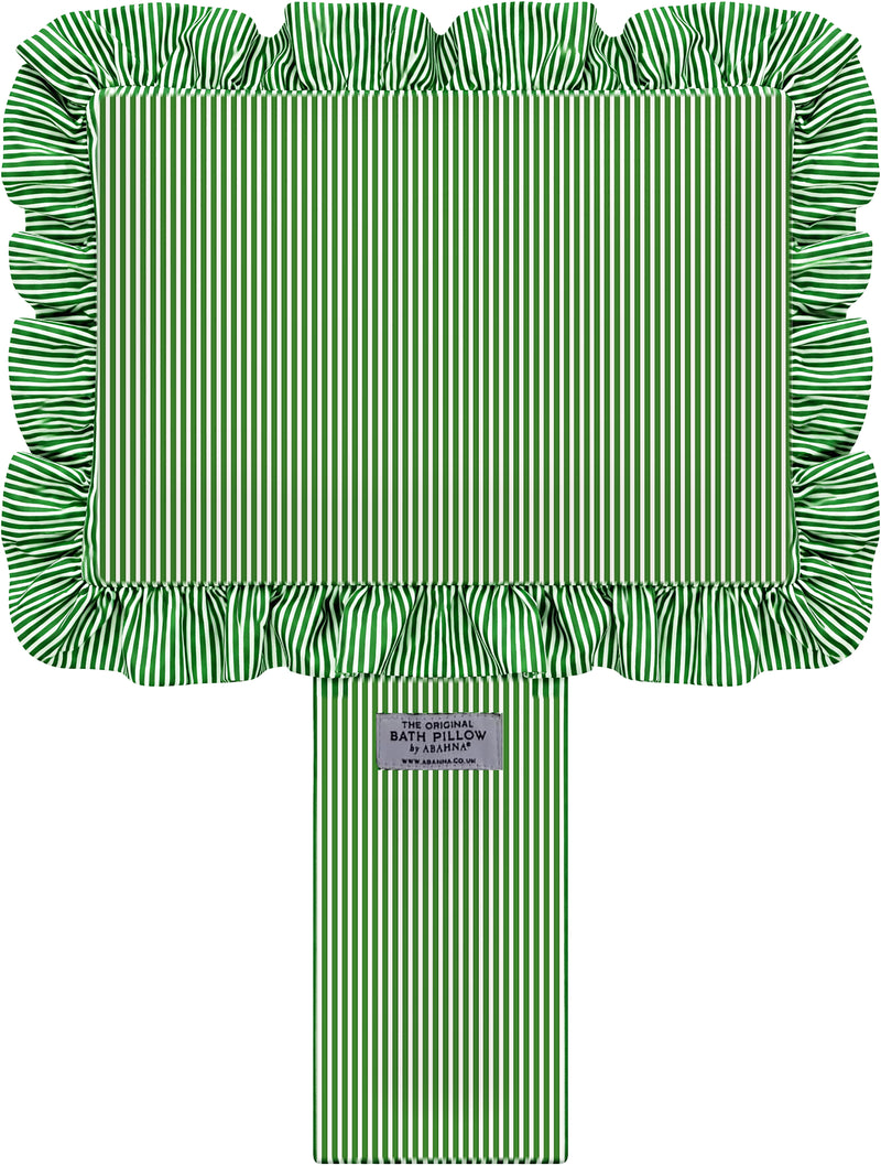 The Original Free Standing Bath Pillow by Abahna® Riviera Stripe (Green)
