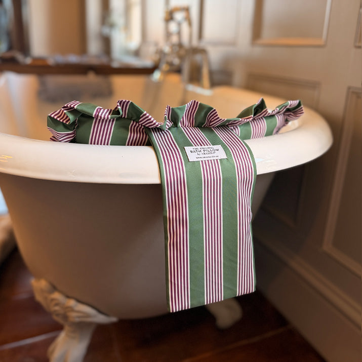 The Original Free Standing Bath Pillow by Abahna® Heritage Stripe (Pink)
