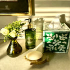 Mother of pearl inlay tissue box cover green