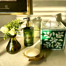 Mother of pearl inlay tissue box cover green