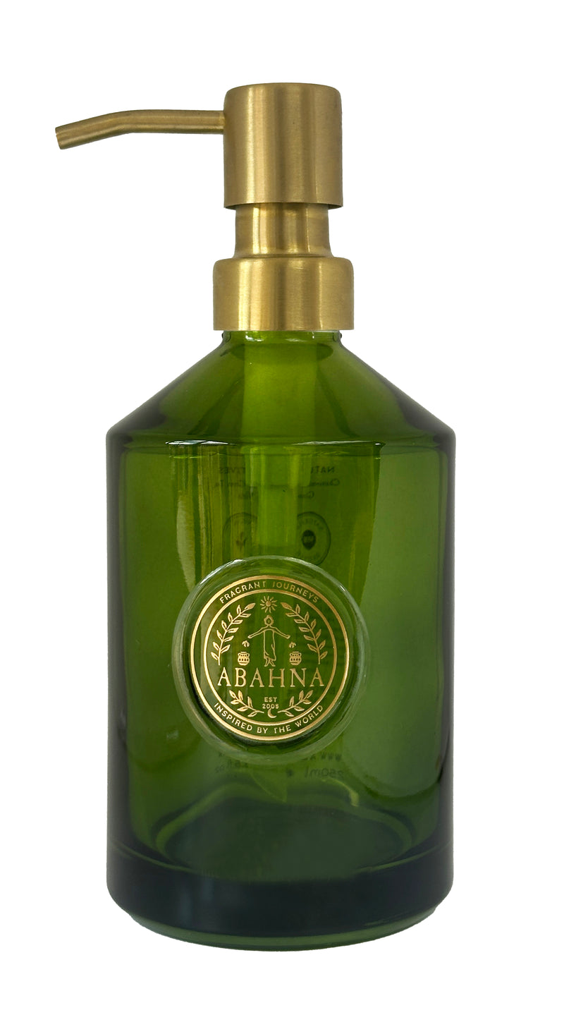 green glass bottle & pump