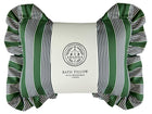 Abahna bath pillow – charcoal grey and green striped cover with frill trim