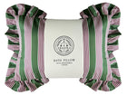 Abahna bath pillow – pink and green striped cover with frill trim