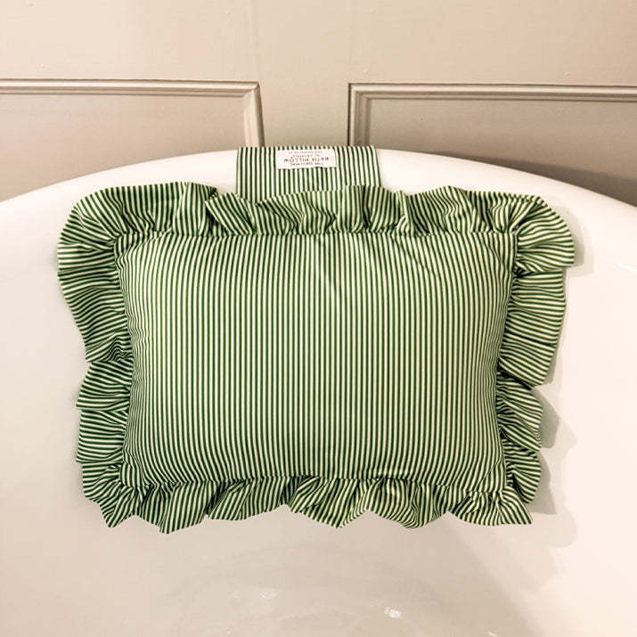 The Original Free Standing Bath Pillow by Abahna® Riviera Stripe (Green)