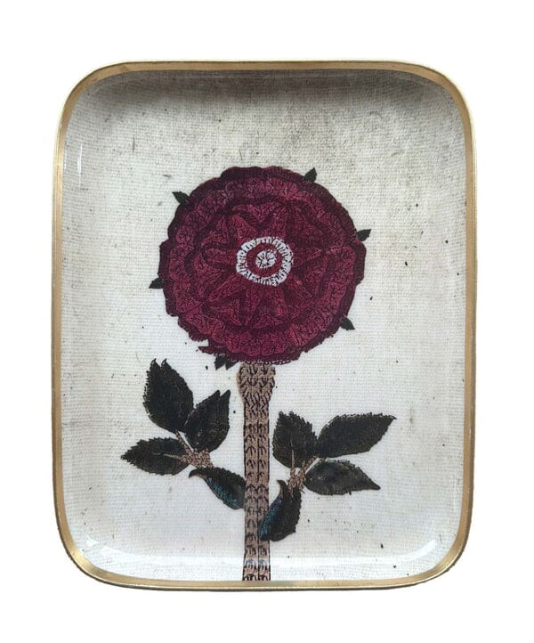 Enamelled decorative Peony Tray Medium