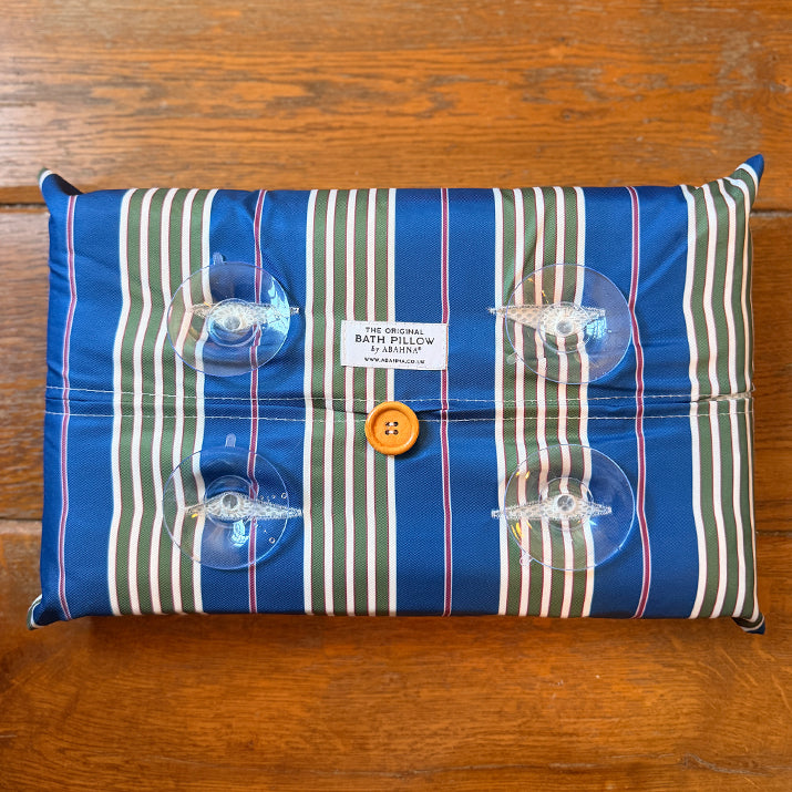 The Original Large Bath Pillow by Abahna® Portofino Stripe (Blue)