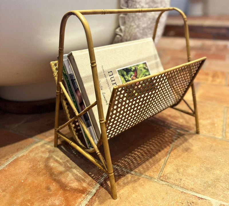 Bamboo Effect Metal Magazine Rack