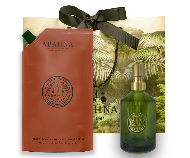 Glass Hand Wash Bottle Refill set - Mandarin & Sicilian Bergamot