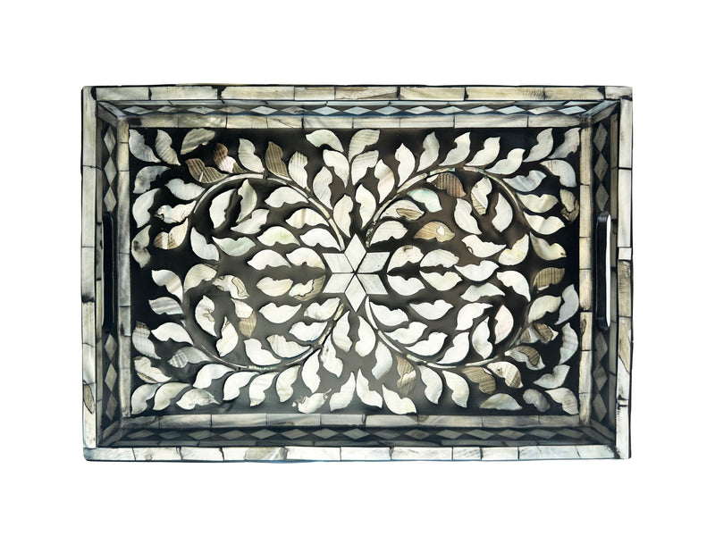 Mother of pearl inlay tray (black)