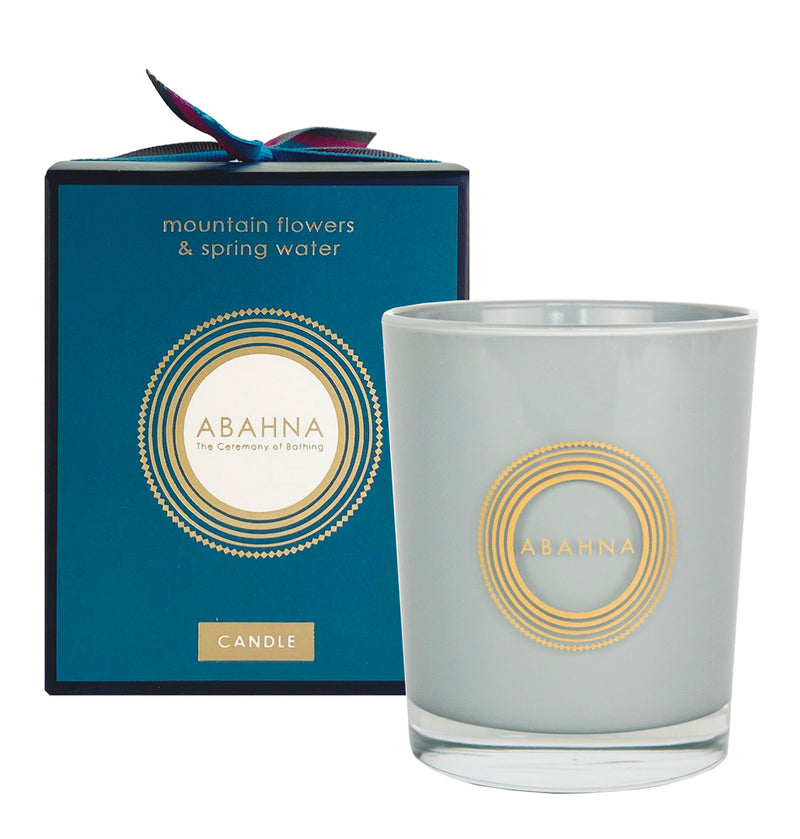 Hand-poured natural wax candle – Abahna Mountain Flowers & Spring Water