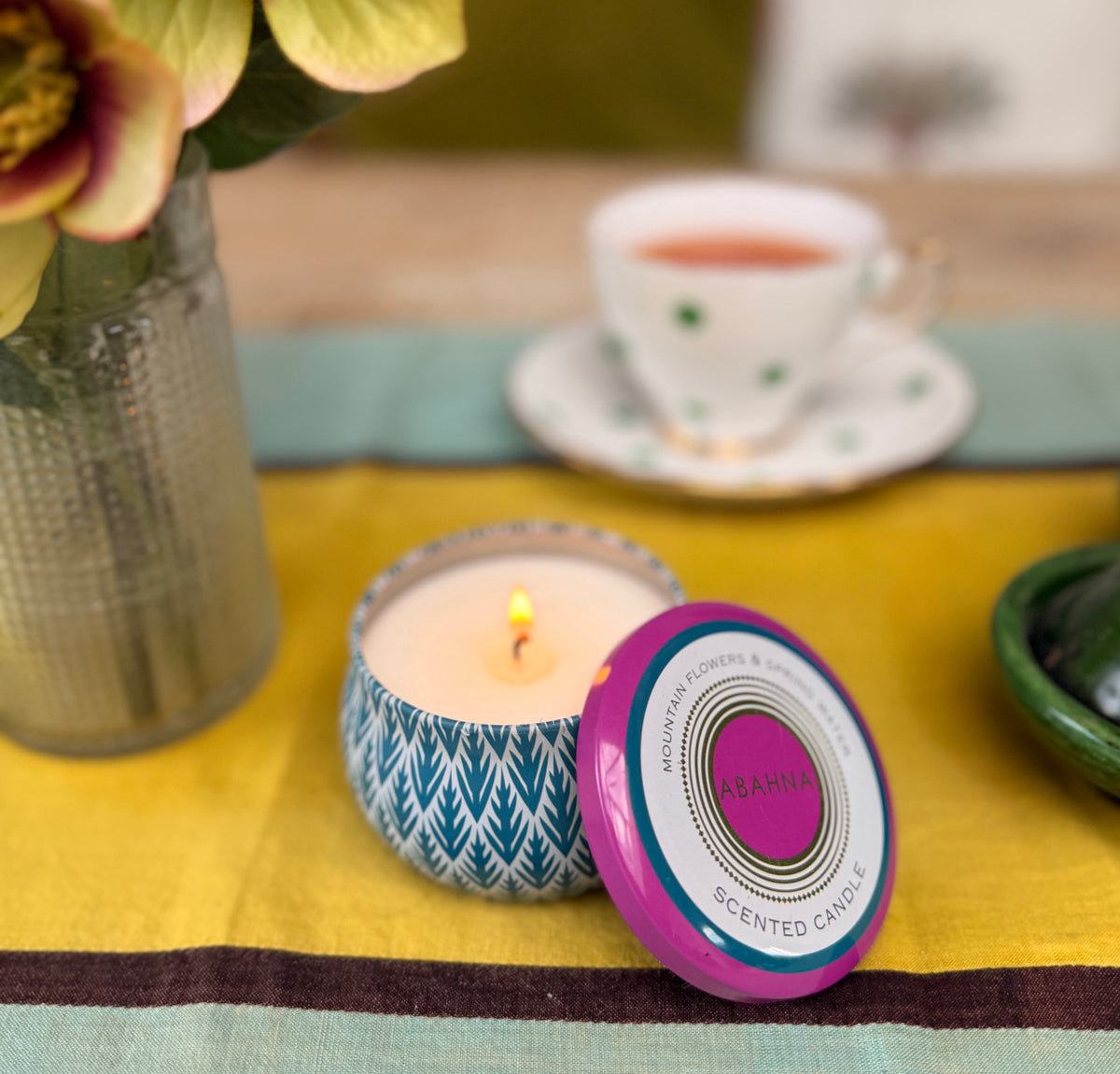 Natural wax tin candle  - Mountain Flowers & Spring Water