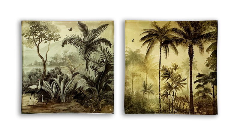 Set of 2 Vintage Palm Trinket Trays