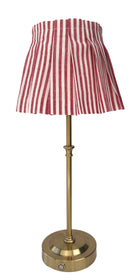 Abahna cordless bathroom lamp – luxury rechargeable brass lamp with red stripe pleated shade