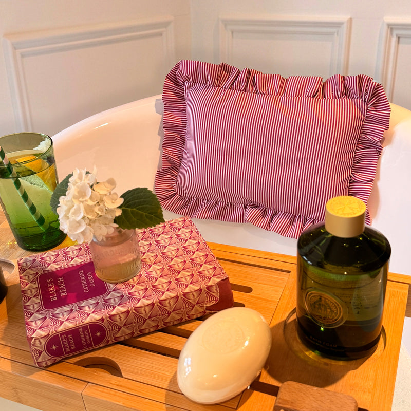 The Original Bath Pillow by Abahna® Riviera Stripe (Pink) Unboxed