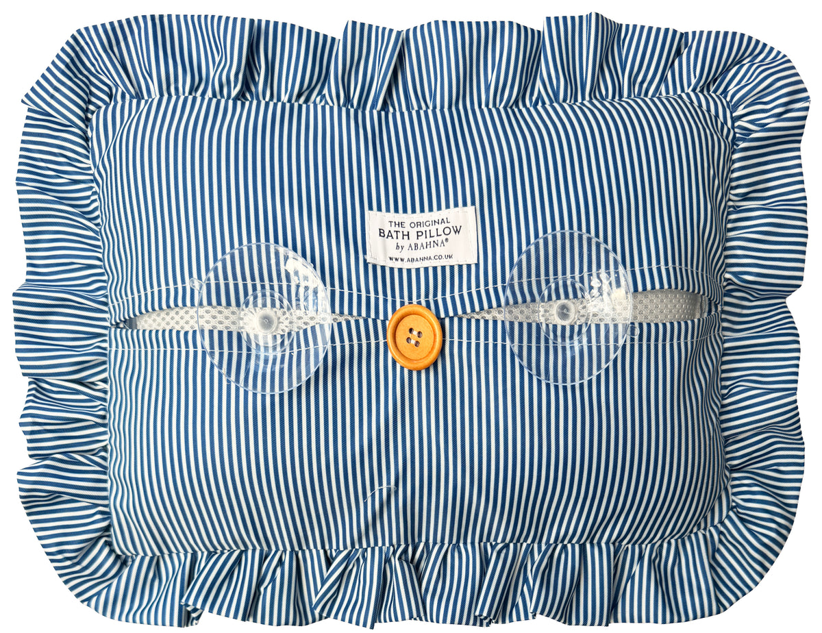 The Original Bath Pillow by Abahna® Riviera Stripe (Blue) Unboxed