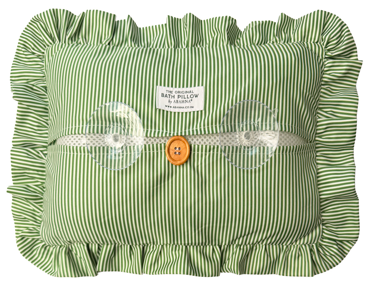 The Original Bath Pillow by Abahna® Riviera Stripe (Green) Unboxed