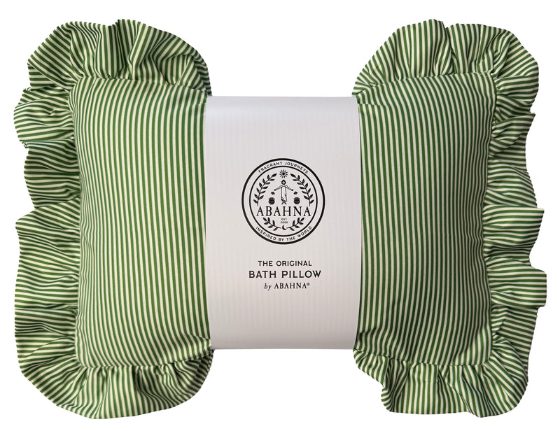 The Original Bath Pillow by Abahna® Riviera Stripe (Green) Unboxed