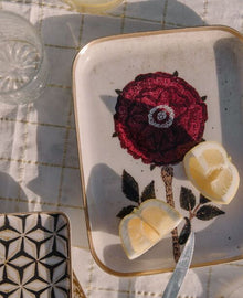 Enamelled decorative Peony Tray Medium
