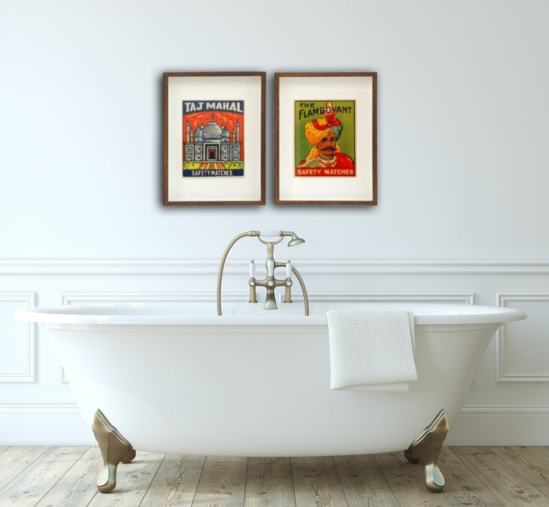 Vintage style Indian pair of pictures- Taj mahal & the flamboyant