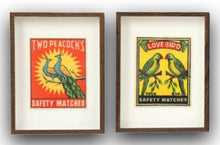 Vintage style Indian pair of pictures- Love birds & Peacocks