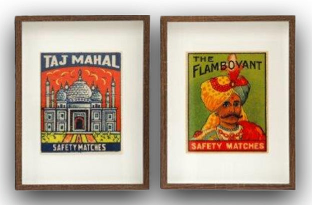 Vintage style Indian pair of pictures- Taj mahal & the flamboyant