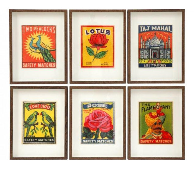 Vintage style Indian pair of pictures- Lotus &amp; Rose