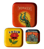 Set of 3 Vintage Indian style enamel Trinket Trays -2
