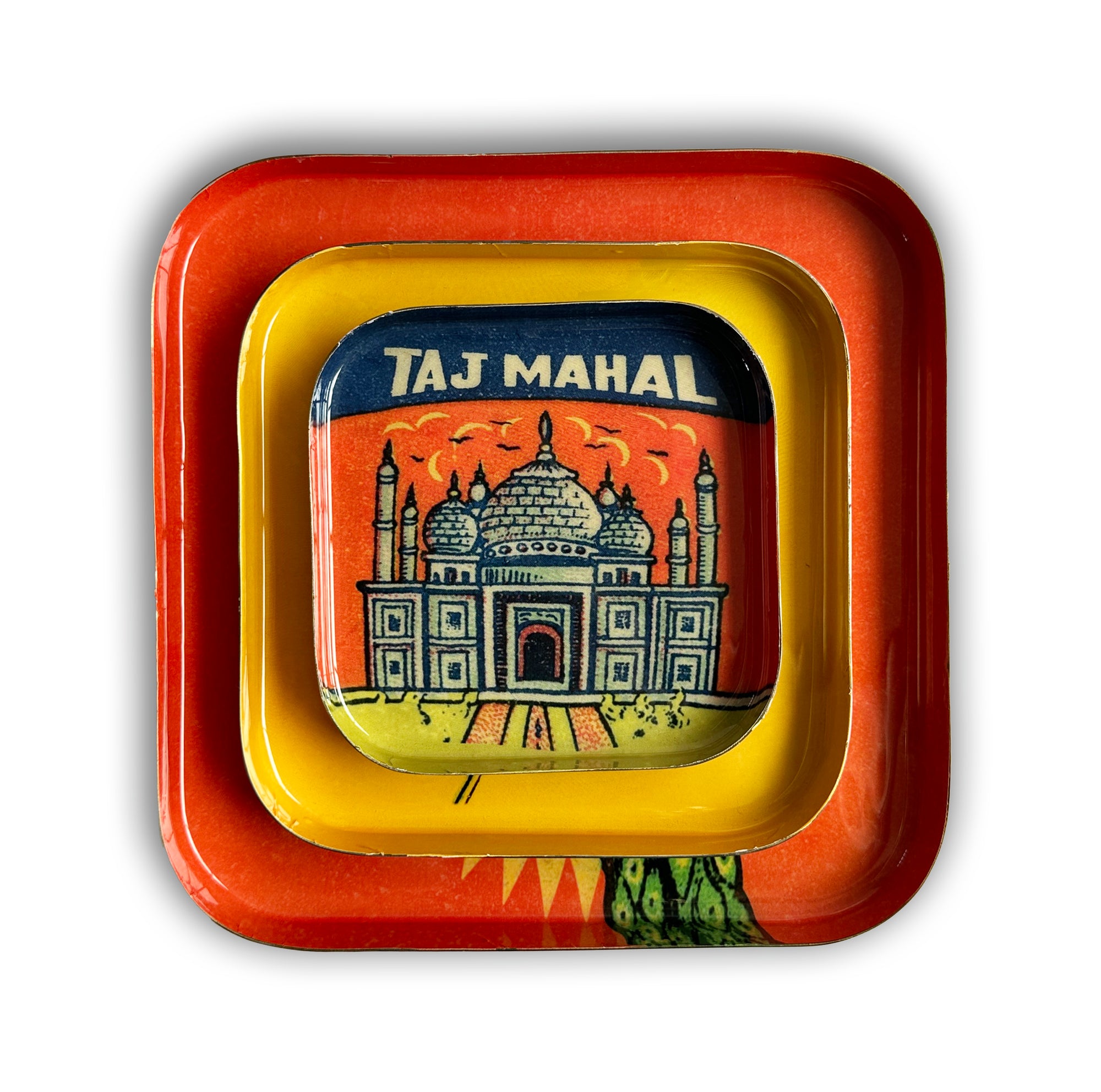 Set of 3 Vintage Indian style enamel Trinket Trays -2