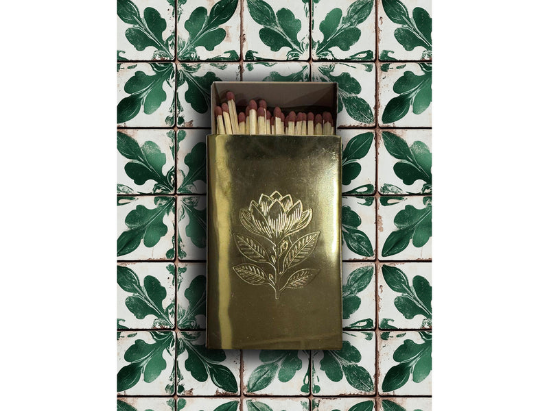 Engraved brass match box cover