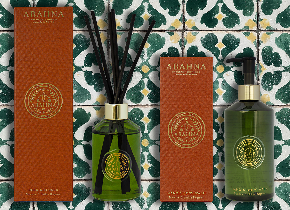 Luxury citrus cloakroom gift set – Abahna Mandarin & Sicilian Bergamot diffuser and hand wash