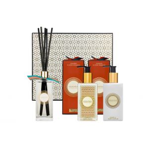 Mandarin & Sicilian Bergamot cloakroom set with hand & body wash, hand & body lotion and reed diffuser